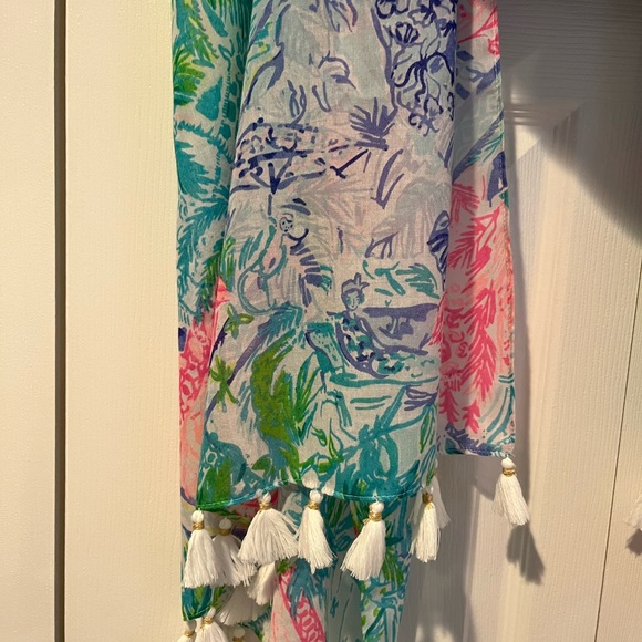 Lilly Pulitzer Multicolor Tropical Scarf 100% Polyester Fabric - Picture 3 of 11